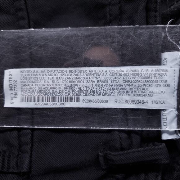 Zara Wide Leg Cargo Pants Womens 6 Black Utility Pockets Streetwear Boho Skater - Picture 11 of 12